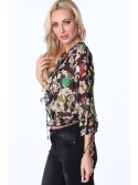 Dünne Bluse mit Blumen, schwarz MP28546 – Online-Shop – Boutique